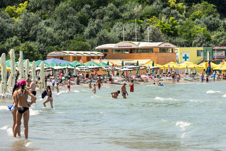 CONSTANTA, ROMANIA - AUGUST 01, 2014: People Having Fun On Constanta Beach At The Black Sea.のeditorial素材
