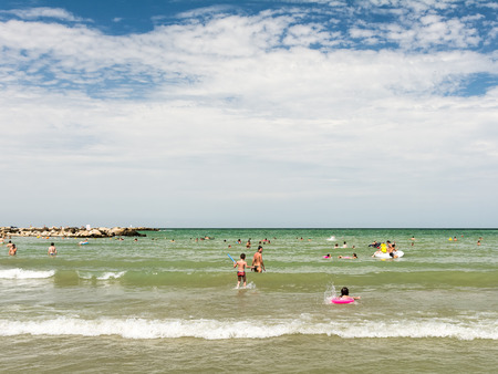 CONSTANTA, ROMANIA - AUGUST 01, 2014: People Having Fun In Water On Constanta Beach At The Black Sea.のeditorial素材