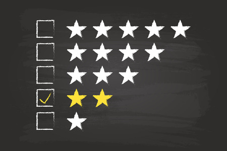 Two Star Checklist Rating On Blackboardのイラスト素材