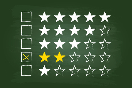 Two Star Rating Customer Feedback On Green Boardのイラスト素材