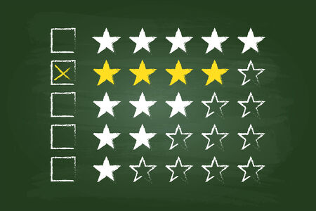 Four Star Rating Customer Feedback On Green Boardのイラスト素材