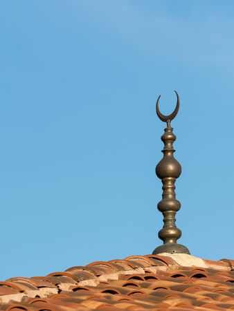 Islamic Religion Crescent Moon Sign On Mosqueの写真素材