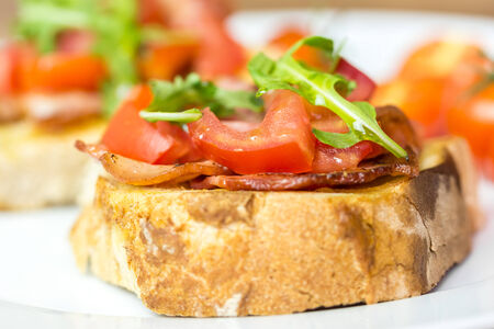 Italian Bruschetta Sandwich Close Upの写真素材