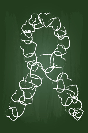 Breast Cancer Ribbon Fight Symbol On Green Boardのイラスト素材