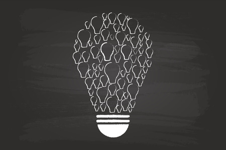 Idea Light Bulb Concept On Blackboardのイラスト素材