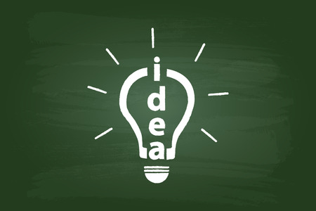 Idea Light Bulb Sign On Green Chalkboardのイラスト素材
