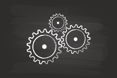 Gear Mechanism On Blackboardのイラスト素材