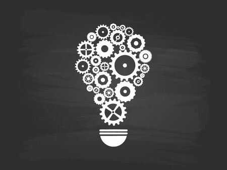 Gears Light Bulb Idea Concept On Blackboardのイラスト素材