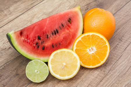 Watermelon Slice And Citrus Fruitsの写真素材