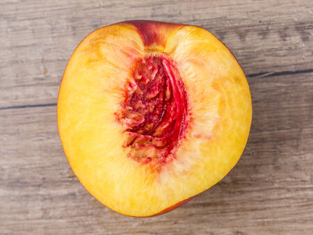 Fresh Nectarine On Wood Tableの写真素材
