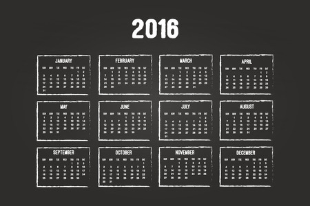 Calendar Of Year 2016 On Blackboardのイラスト素材