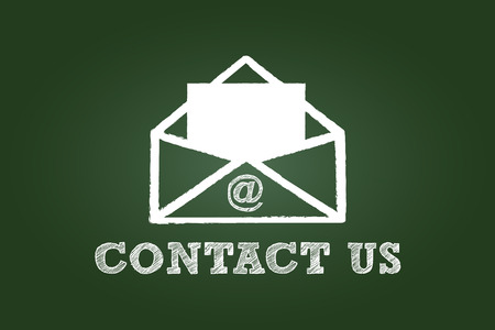Contact Us By Mail Envelope On Green Chalkboardのイラスト素材