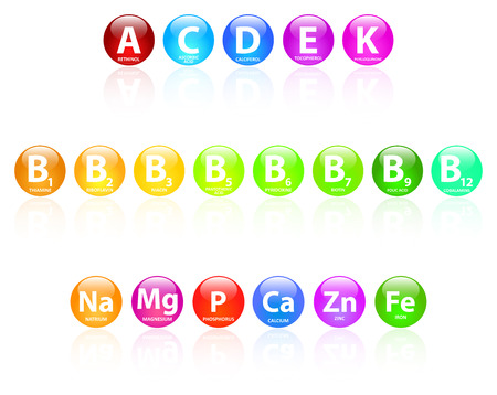 Essential Vitamins And Minerals On Whiteのイラスト素材