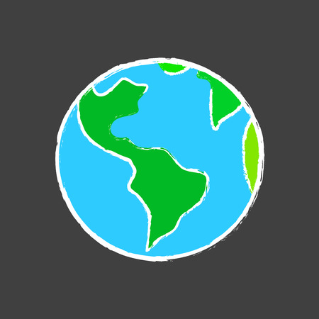 Planet Earth Drawing On School Blackboardのイラスト素材