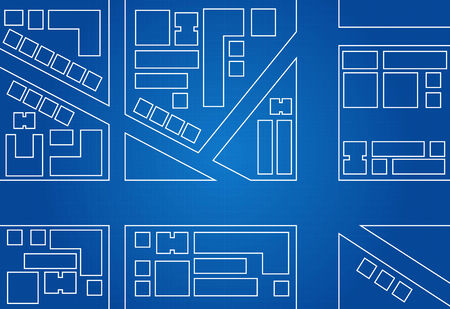 Blueprint Of City Map Main Street And Buildingsのイラスト素材