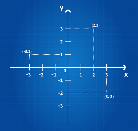 Cartesian Coordinate System On Blueprint Planeのイラスト素材
