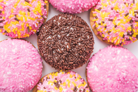 Marshmallow Cookies With Colorful Sugar Sprinklesの写真素材