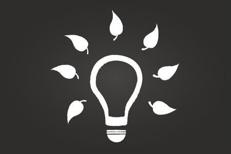 Eco Friendly Light Bulb Energy Saving Concept On Blackboardのイラスト素材