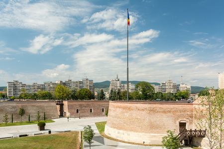 ALBA IULIA, ROMANIA - AUGUST 20, 2014: The Fortification Walls Of Carolina White Fortress Built In 1739 are 12 Kilometers Long And Were Built By Over 20 Thousand Peasants.のeditorial素材