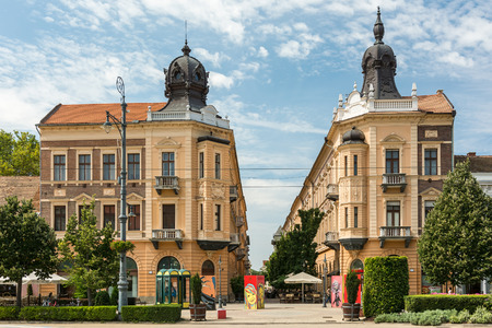 DEBRECEN, HUNGARY - AUGUST 23, 2014: Kossuth Ter Square passes through the main street Market Street...