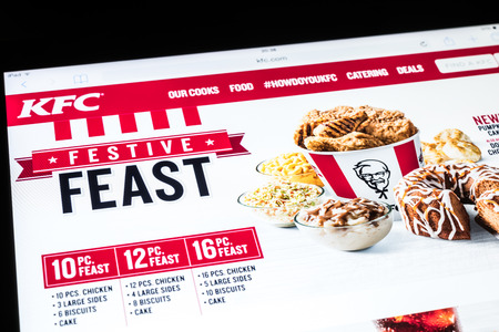 BUCHAREST, ROMANIA - DECEMBER 09, 2014: Kentucky Fried Chicken Website On Apple iPad Air Tablet....