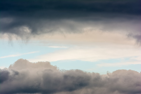 Rare Weather Phenomenon Of Horizontal Blue Sky Patch In Storm Cloudsの写真素材