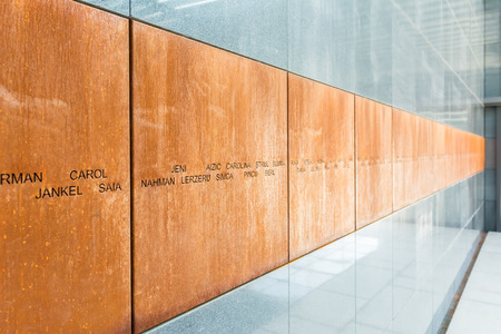 BUCHAREST, ROMANIA - AUGUST 31, 2014: The Holocaust Memorial In Bucharest was built in the memory of the 250.000 Jewish people that died in Transnistria in 1941.のeditorial素材