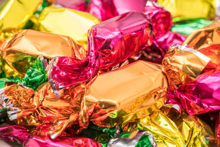 Wrapped Christmas Tree Candies Close Up