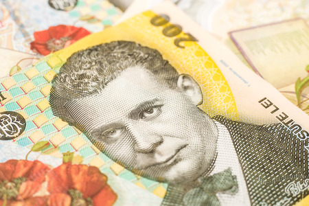 Romanian Lei Banknotes Close Upの写真素材