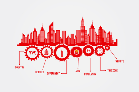City Skyline Skyscrapers Vector Infographicsのイラスト素材