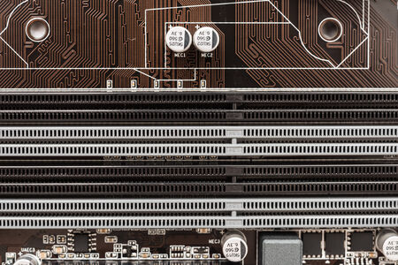 Memory Slots Close Up On Computer Motherboard