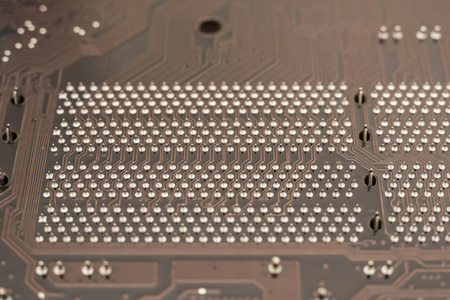 Circuit Board Texture And Pins On Computer Motherboard
