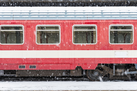 Ice Frozen Train During Heavy Snowfall