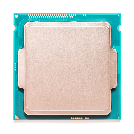 Computer CPU (Central Processing Unit) Chip Isolated On Whiteの写真素材