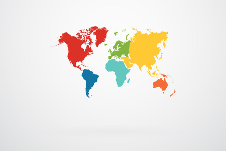 World Map Vector With Continent Border In Retro Color Paletteのイラスト素材