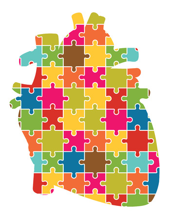 Human Heart Jigsaw Puzzle Pieces Abstract Vectorのイラスト素材