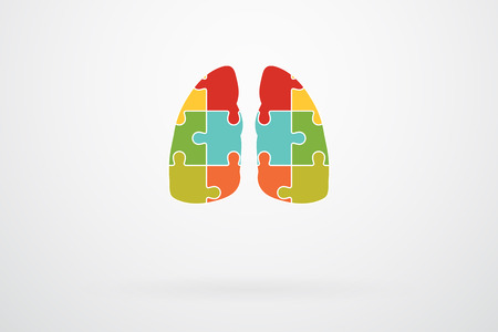 Human Lungs Jigsaw Puzzle Pieces Abstract Vectorのイラスト素材