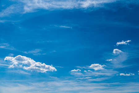 Summer Blue Sky With Soft White Cloudsの写真素材