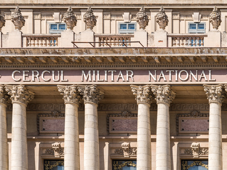 The National Military Circle Cercul Militar National In Downtown Bucharest On Victory Avenue was built in 1912 by architect Dimitrie Maimarolu in French neoclassic style.のeditorial素材