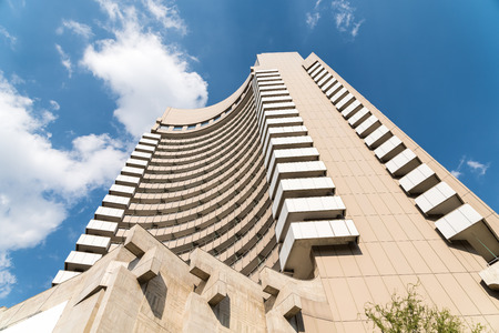 BUCHAREST ROMANIA  MAY 15 2015: The Intercontinental Hotel is a high rise five star hotel  77 m tall...