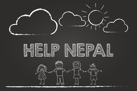 Help Nepal With Donations Sign On Blackboardのイラスト素材