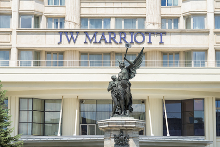 BUCHAREST, ROMANIA - JULY 28, 2015: JW Marriott Bucharest Grand Hotel Is A Five Star Hotel And One Of The Most Luxurious Hotels Downtown Of Bucharest City.のeditorial素材