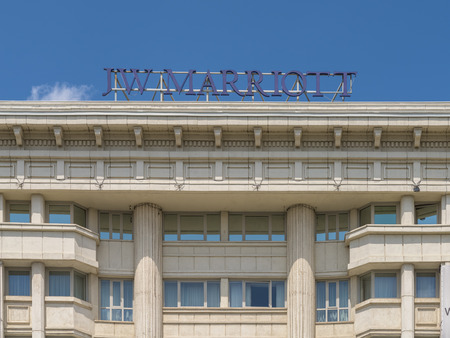BUCHAREST, ROMANIA - JULY 28, 2015: JW Marriott Bucharest Grand Hotel Is A Five Star Hotel And One Of The Most Luxurious Hotels Downtown Of Bucharest City.のeditorial素材
