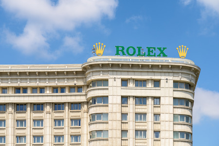 BUCHAREST, ROMANIA - JULY 28, 2015: Founded in 1905 Rolex SA and its subsidiary Montres Tudor SA design, manufacture, distribute and service wristwatches sold under the Rolex and Tudor brands.のeditorial素材
