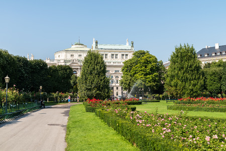 VIENNA, AUSTRIA - AUGUST 05, 2015: The Volksgarten People's Garden is a public park which is part of the Hofburg Palace in the Innere Stadt district of Vienna and was opened to the public in 1823.のeditorial素材