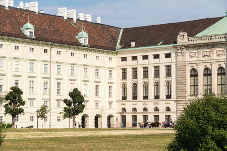 VIENNA, AUSTRIA - AUGUST 06, 2015: Built in the 13th century Hofburg Palace is the former imperial palace in the centre of Vienna and is the official residence and workplace of President of Austria.のeditorial素材
