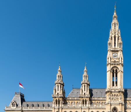 Built In 1883 The Rathaus Town Hall is a building in Vienna which serves as the seat both of the mayor and city council of the city of Vienna.の写真素材