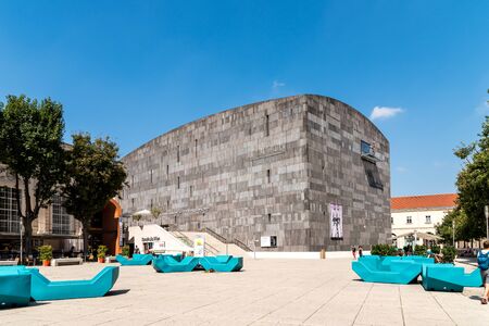 VIENNA, AUSTRIA - AUGUST 06, 2015: Mumok Museum Moderner Kunst Or Museum of Modern Art is a museum in the Museumsquartier in Vienna that has a collection of 7,000 modern and contemporary art works.のeditorial素材