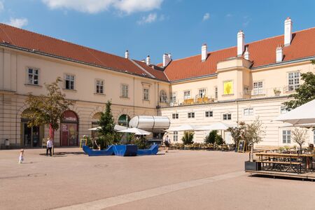 VIENNA, AUSTRIA - AUGUST 08, 2015: The Museumsquartier is a large area in Vienna and is the eighth largest cultural area in the world contains Baroque buildings as well as Modern architecture.のeditorial素材