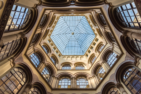 VIENNA, AUSTRIA - AUGUST 09, 2015: Palais Ferstel originally housed the Austro-Hungarian National Bank and the Stock Exchange as well as bazaar and a cafe popular with artists and men of letters.のeditorial素材
